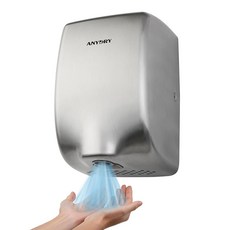 ANYDRY 컴팩트 핸드 드라이어 고속 1350W AD2803Y 상업용 모델 마감 가정용 공기 브러시드 스틸 흐름 스테인리스, 브러시드 스테인리스 스틸
