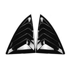 테슬라 호환 모델 Y 2019-2024 용 자동차 뒷 창 셔터 커버 트림 루버 사이드 벤트 글로시 블랙/탄소 섬유, 01 Glossy black