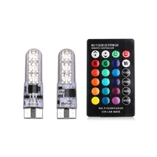 2pcs T10 W5W LED 자동차 빛 전구 RGB 배터리 6SMD5050 12V 신호 램프 독서 웨지