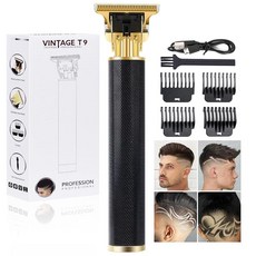 ECLATIS YOGINGO 남성 전문 헤어 트리머 휴대 간편 무선 충전식 수염 트리머 클리퍼 금속 바디 커팅 그루밍 키트 면도기 이발소 브론즈 276627, 블랙