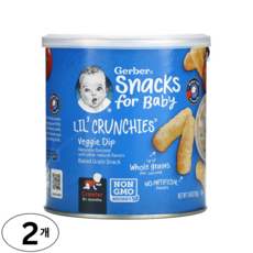 Gerber LilCrunchies 구운 곡물 스낵 생후 8개월 베지 딥, Veggie Dip, 42g, 2개