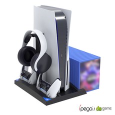 PS5 스탠드 쿨러 듀얼센스 충전 헤드셋 거치 게임타이틀 수납 슬림사용안됨, 거치대, 1개