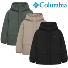 컬럼비아 공용 다운 하프패딩 점퍼 발열 보온 옴니히트 따뜻한 경량 후드 자켓