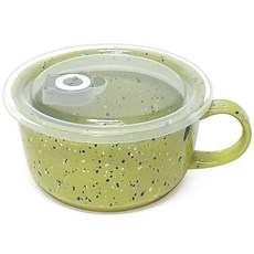 리빙스테이션 폴마르켄 도자기 밀폐 라면그릇 600ml, 1개, 그린
