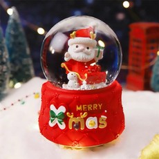 【台灣熱銷Top1】台灣 聖誕水晶球 水晶球音樂盒 飄雪音樂發光 創意雪花球音樂盒 八音盒擺件 聖誕禮物 交換禮物, 80#老人雪橇彩燈+音樂+手動飄雪