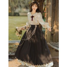 개화기의상 레트로옷 복고풍의상 졸업사진컨셉, 블랙 반팔