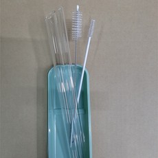 E元堂 SGS認證加長斜口玻璃吸管組 附吸管刷收納盒 環保耐用5件組, 1個, 玻璃吸管組(大長方形綠色盒子), 1