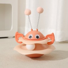 新款小蜜蜂不倒翁旋轉游樂盤小貓自嗨解悶貓轉盤耐咬抓逗貓玩具, 1個, 蜂蜜不倒翁 粉色, 1個