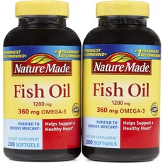 Nature Made 萊萃美 Omega-3魚油軟膠囊, 200顆, 2罐