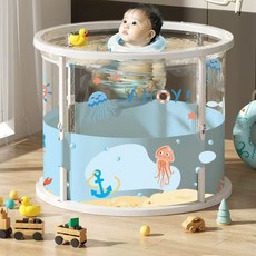 透明免安裝摺疊家用寶寶透明洗澡桶兒童浴桶泡澡桶小孩嬰兒游泳池, 1個, 【免安裝】小怪獸70*65+坐墊+排水管