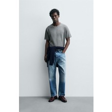 ZARA 릴렉스핏 니트 티셔츠 - 그레이