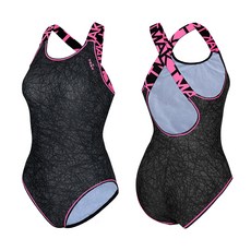 티막수영복[NC 강서점 직접출고] 탄탄이 블랙 스크레치 밴드 X자 실내 원피스 수영복