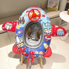 兒童飛機造型游泳圈 嬰幼兒坐圈 方向盤水泡裝備, 銀河奧特飛機艇