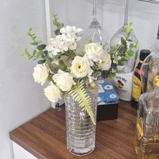 꽃다발 부케 조화 꽃 웨딩 장식 브라이덜샤워 소품 셀프웨딩 미니부케 선물 꽃장식 생일, 버건디, 버건디