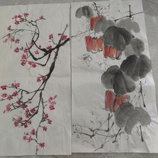 純手繪寫意國畫花鳥 尺寸68x35釐米, 參考詳情頁