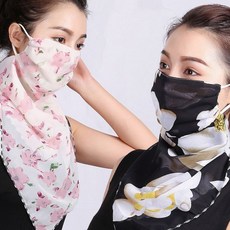 스카프 플라워 쉬폰 마스크 꽃 목 얼굴 패션 자외선 여름, 1개, 상세페이지 참조