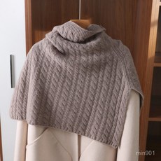韓版素羊毛針織加厚套頭披肩高領保暖開叉脖套鬥篷圍脖：柔軟親膚，時尚百搭，有效抵禦寒風