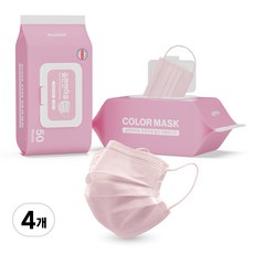숨편한하루 국산 일회용 덴탈마스크 대형, 50매입, 4개, 복숭아핑크