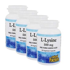 내추럴팩터스 L-라이신 500mg 캡슐 Natural Factors L-Lysine, 4개, 90정