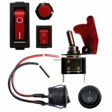 자동차 스위치 모음 /12V 클락션스위치 토글, 1개, 원형스위치-LED형 전선형