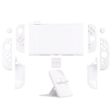 PlayVital 닌텐도스위치2용 보호케이스 솔리드컬러 접이식스탠드 긁힘방지 하드쉘 도킹 그립커버, White, China Mainland