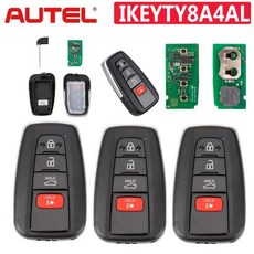 스마트키 AUTEL IKEYTY8A4AL 도요타 스마트 키 TY8A4AL KM100 KM100E IM508 IM608 PRO 사용 4 버튼 315433 MHz 3 개, 1)Black