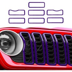 전면 그릴 메시 인서트 장식 외부 액세서리 지프 랭글러 JL JLU & 글래디에이터 JT 2024+ 화이트, Purple, Grille With Mesh, 1개