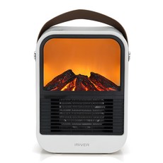 IRIVER 辦公室桌上型露營LED小火苗2段調節PTC小型迷你暖風機, EH-9, 白色