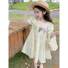 Hi！Kids女童連衣裙2023新款夏裝韓版棉布公主裙寶寶夏季洋氣甜美裙子