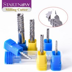Startnow 5PCS 옥수수 밀링 커터 3.175/4/6/8mm SHK 초경 텅스텐 엔드 비트 조각 기계 CNC 라우터 절단 도, 07 6x6x17x50, 01 5 PCS