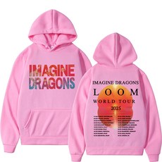 Imagine Dragons Band World Loom Tour 프린트 후드 수 암 의류 빈티지 힙합 운동복, [00] Pink, [00] M