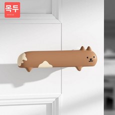 펀앤쇼핑 회색냥 우 문소리방지 소음방지 커버 충격방지 문 고양이 방문콕방지가드 실 문고리, M. 귀여운 좌측 열림