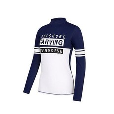 VERAF 拼色文字印花半高領長袖泳衣