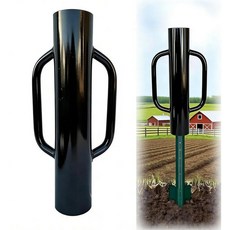 MTB Garden 손잡이가 달린 40.6cm(16인치) 휴대용 포스트 드라이버 1팩 3.6kg(8파운드) 블랙 아이언 T 포스트 디거 핸드 포스트 램머 울타리 설치용 소