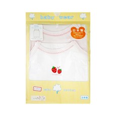 日本製草莓圖案嬰兒純棉無袖內衣兩件組，柔軟舒適透氣，側開襟設計方便穿脫