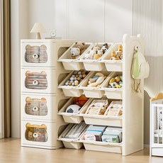 四層玩具收納櫃, 奶油色, 1個