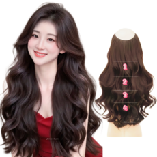 지니판 수많은 S컬 C컬 로 더욱 풍성한 컬감 머리숱 추가한 일체형 붙임머리, 1개, 다크브라운