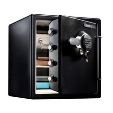 SENTRY 센트리 금고 가정용 UL 표준 1시간 내화 방수 33.6L A4 숫자 키 더블 록 선반 열쇠가 있는 서랍 블랙 JFW123GEL, 상세페이지 참조