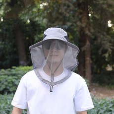 에이프릴랩스 햇빛 차단 방충망 낚시 등산 모자, 라이트그레이