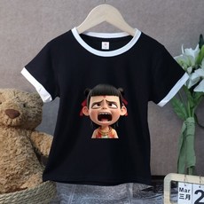 賣場優選童裝 女童短袖 純棉哪吒服裝兒童裝短袖純棉T恤上衣T恤打底衫棉夏夏季新款