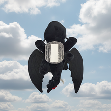 썬루프인형 상단 장식 투슬리스 인형 차량용 자동차 드래곤 길들이기, 블랙 28cm