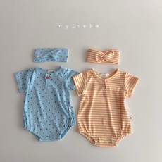 마이베베 여름 칼라단작 슈트 베베 (6개월전후~12개월전후) 슈트+헤어밴드set