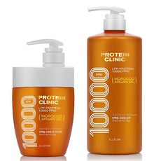 엘라스틴 프로틴 클리닉 10000 모로코 아르간 오일 단백질 고영양 샴푸 플로럴 머스크 향 1L + 트리트먼트 700ml 세트, 1개