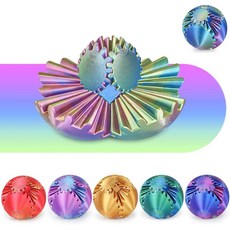 기어 볼 3D 프린팅 스핀 또는 큐브 피젯 스피어 스트레스 및 불안 를 위한, Blue Green Purple, 3.1 Inch