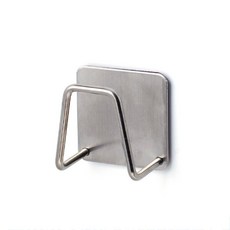 스테인리스 싱크대 스폰지 홀더 자가 접착 배수 건조 랙 벽면 수납 후크 주방 정리함, Silver 1Pc