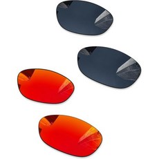 오클리 몬스터 독 선글라스 표준용 편광 교체 렌즈 2776853, 2 쌍, 검정 + 불꽃 빨강
