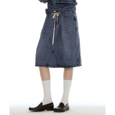 매장정품 파르티멘토 PARTIMENTO WOMEN 드로스트링 데님 미디 스커트_라이트 블루 PW-2624LB 688324