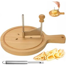 인체공학적 나무 손잡이가 있는 치즈 커러 휠 - 테트 드 모인 & 초콜릿용 스테인리스 스틸 나선형 7.1인치 미끄럼 방지 견고한 베이스