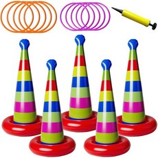 팽창식 링 던지기 게임 유아 생일 파티 성인 가족 축제 마당 스포츠 야외용 25개 원뿔과, colorful