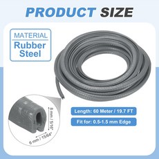 610M 고무 엣지 트림 가드 U 채널 프로텍터 씰 스트립 금속 클립 자동차 도어 시트 메탈 해치 테이블 모서리용, 6M, 8mm x 6mm Gray